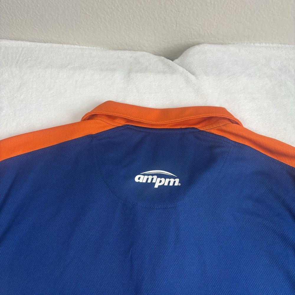 AMPM Blue Orange Short Sleeve Collared Employee Shirt Men's Large - Picture 7 of 11